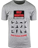 ShirtBANC Help Wanted Funny Mens Shirts Comedy Single Tee Many Positions Available (Help Wanted Gray, XL)