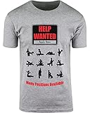 ShirtBANC Help Wanted Funny Mens Shirts Comedy Single Tee Many Positions Available (Help Wanted Gray, M)