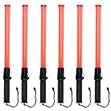 6 Pieces 21 Inch Signal Traffic Wand, Traffic Control Wand with 2 Flashing Modes, Safety Traffic...