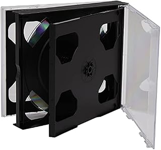 CD DVD 6 Way Jewel Cases 25mm for 6 Disc with Black Tray Pack of 10 by Dragon Trading
