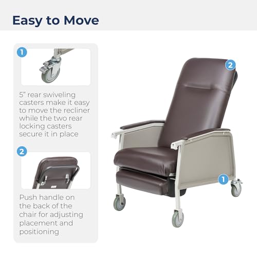 Image of Drive Medical Bariatric Geri Chair Recliner, Chocolate, Extra Wide | 3 Position Heavy-Duty Reclining Clinical Chair Features Armrests and Tray for Added Comfort and Support in an Extra Wide Seat