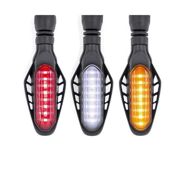 Feu arrière clignotant à LED pour moto 12V avec fonction DRL blanc jaune rouge