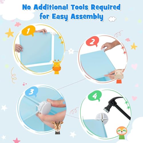 Image of Almirah for Clothes,Plastic Soft Sheet Collapsible Wardrobe for Clothes for Kids Clothes /Toy /Book, Baby Cupboard for Clothes Storage in Bedroom Nursery,Cartoon (Blue, 12-Shelf-12-Door) KTC3