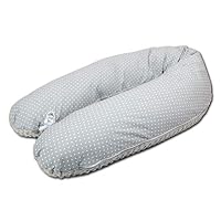 LOOLAY Cuscino Allattamento XXL 170 Cm | Minky E Cotone Öko-Tex | 2 Lati Con Federa Inclusa (Stelle Grigie/Grigio)