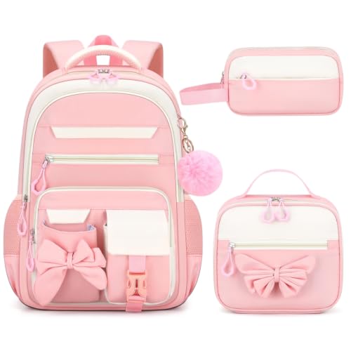Mochila con lazo de 3 piezas ideal para el colegio primaria y paseos en el parque de las niñas