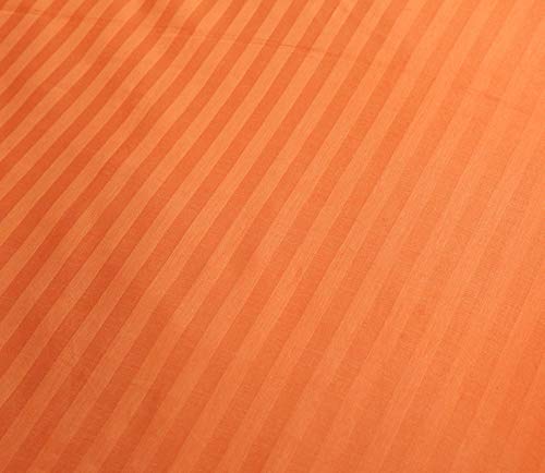 Utsav Bedding Cloud-Like Twin-XL (70x102) Flat Sheet, Soft 600-TC Peruvian Pima Cotton, Beautiful Bed Sheets, Top Sheet, Twin-XL Flat Sheet Only (Stripe, Orange)