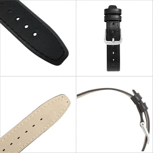 Bandini 18mm Italian Leather Watch Strap Band - Burgundy with Stitching - Classic - Slim - Gold Buckle — view 7