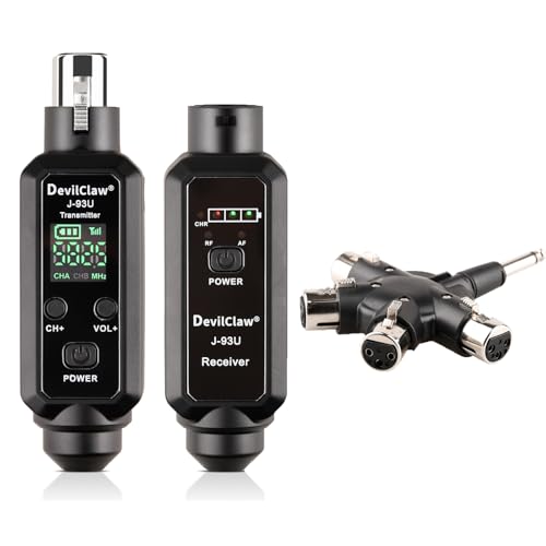 Sistema Adaptador Inalámbrico Multifuncional UHF XLR, Transmisor y Receptor con Divisor de Audio Multi 4-Vías 1/4”, Divisor Auxiliar Multi 6.35mm