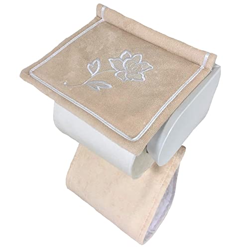 センコー レイシ―ローズ ペーパーホルダーカバー ベージュ バラ 刺繍 エレガント 67350