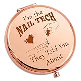 Gevody Nail Tech Appreciation Gift Compact Makeup Mirror Manicurist Gifts Nail Technician Gifts Nail Tech Gifts for Nail Artist Friend Folding Makeup Mirror Beautician Gift Christmas Graduation Gifts
