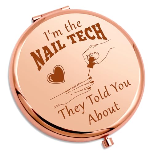 Gevody Nail Tech Appreciation Gift Compact Makeup Mirror Manicurist Gifts Nail Technician Gifts Nail Tech Gifts for Nail Artist Friend Folding Makeup Mirror Beautician Gift Christmas Graduation Gifts
