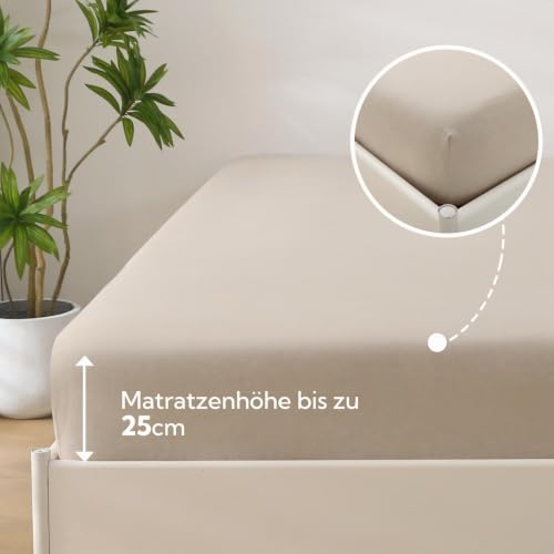 SOULFUL Spannbettlaken 90x190cm, 100% Gewaschene Baumwolle Kamel Beige – Ansicht 4