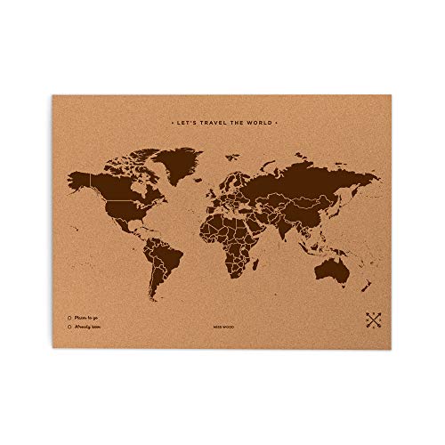 Miss Wood Woody Map (Large) – Map of the World with My World Design, Brown