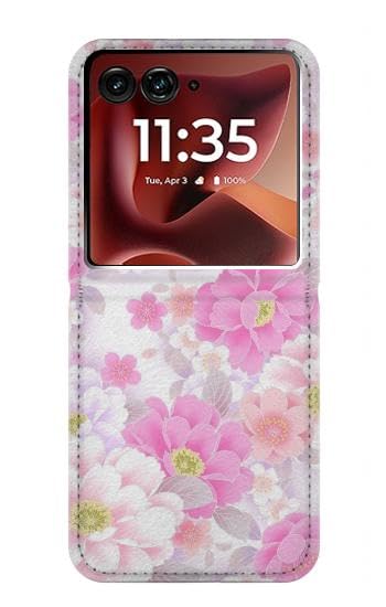 Housse cuir Motorola Razr Ultra 2025 antichoc fleur