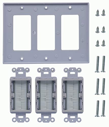 Placa de pared RJ45 y USB con pasacables de cepillo CGTime para empotrar 5
