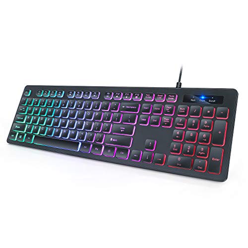 seenda Wired Keyboard Backlit,USB Wired Computer Keyboard Full Size Illuminated Wired Keyboard