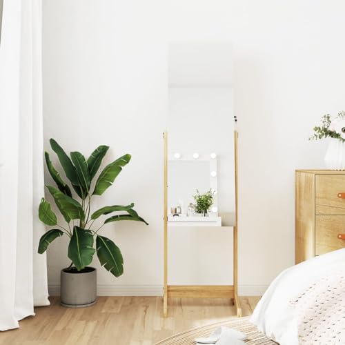 Mueble espejo joyero de pie con acabado elegante de 152 cm 4