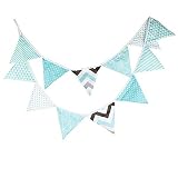 HODORE Banderines triangulares de algodón azul y blanco, bandera de tienda de campaña para decoración colgante de fiesta, fondo de fotos de bebé, diseño de lugar de evento de boda, 10 pies