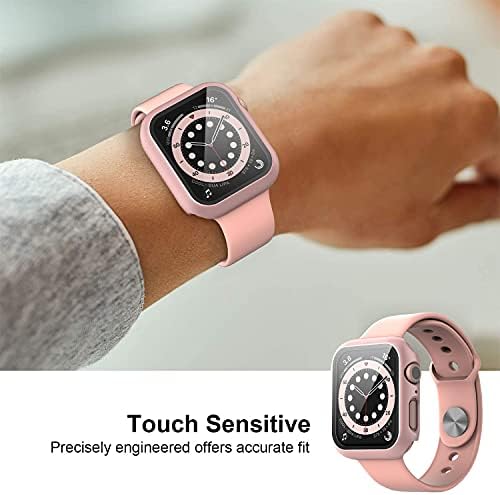 2-Pack for Apple Watch Series 9/8/7/6/5/4/Series SE/SE 2 45mm All-Around Screen Protector Case, Tempered Glass Screen Protector Case Ultra-Thin for iWatch 45mm Protection Cover - Rose Gold