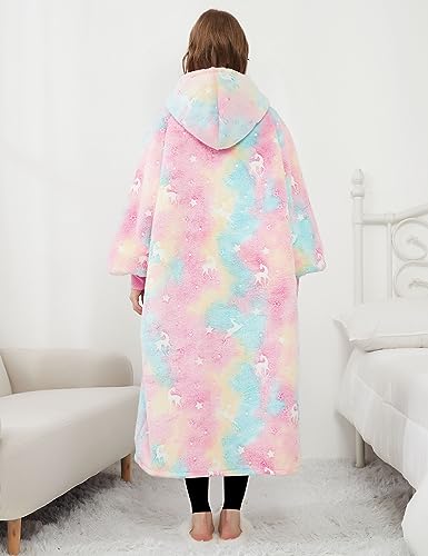 Image of KFUBUO Wearable Blanket Hoodie for Adults With Pocket Glow in the Dark | Extra Long, Sherpa, Fuzzy Blanket, Oversized Sweatshirt Blanket, Kangaroo Pouch, Cute Birthday Gifts for Women, Cute Stuff