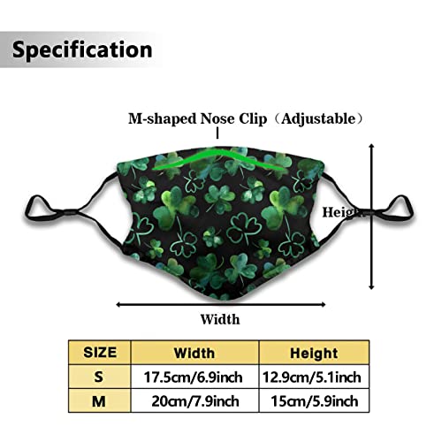 Máscara facial de Día de San Patricio, máscara de trebol de la suerte reutilizable lavable con 4 filtros para mujeres, hombres y jóvenes miniatura 3
