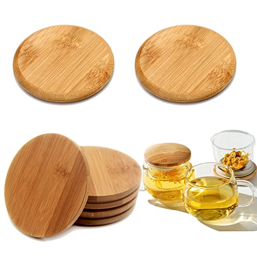 Juego de 8 tapas de bambú de 82 mm, tapas de tarro de bambú reutilizables, tapas de almacenamiento...