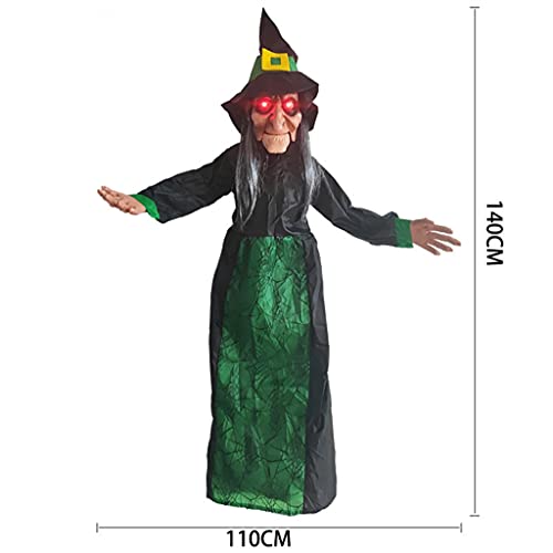 55" Decorazione da Appendere con Strega parlante Animata con Occhi Luminosi e Funzione di attivazione del Suono Decorazione stregata di Halloween
