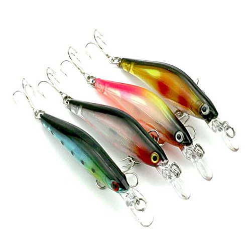 Momoda 8# Hooks 3D Eyes Plastic Hard Fishing Lures (8 Color, 8Cm Length, Pack Of 8Pcs) #TOP5