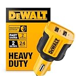 DEWALT Heavy Duty USB Car Charger Adapter, 24W, Cigarette Lighter Adapter