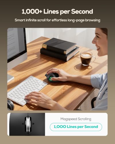Image of Nulea M514 Vertical Trackball Mouse, Ergonomic Wireless Thumb-Control Mouse with Quiet Clicks, 3 Device Connection (Bluetooth & USB Receiver), Rechargeable for PC /Mac /Laptop /Tablet,Green
