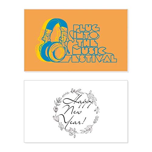 Tarjeta conmemorativa de año nuevo musical para amantes del diseño y los audífonos