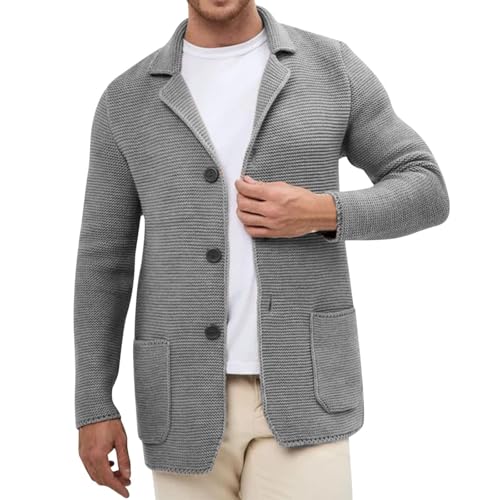 Big and Tall Cardigan Sweaters for Men Open Front Button Down Cardigan V Neck Sweater Casual Sweaters with Pockets