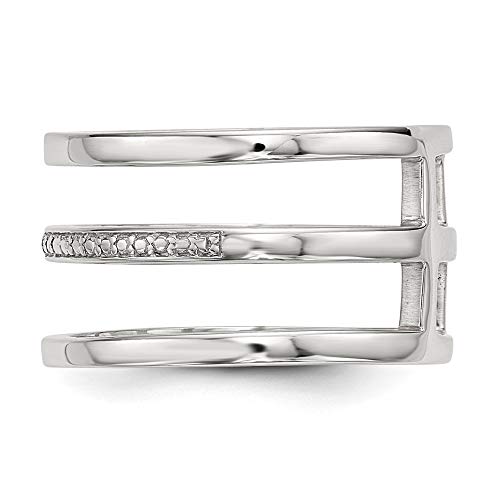 Fashion Ring Band 925 White Sterling Silver Women's Flat Diamond 0.005ct3