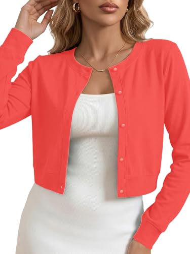 Image of Heymoments Women's Thin Shrugs Long Sleeve Lightweight Cropped Tops Open Front Cardigan for Dress S-2XL