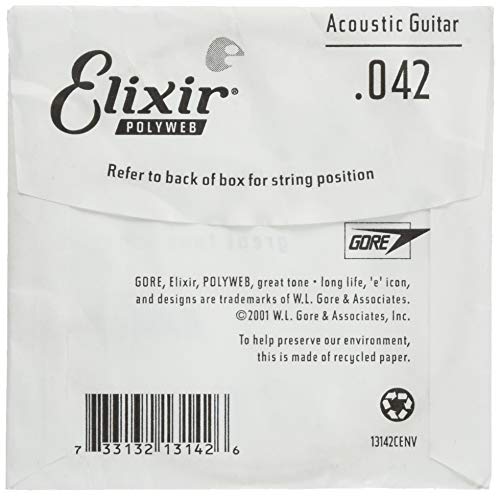 Cordes Elixir® à l’unité en Bronze 80/20 pour guitare acoustique avec revêtement POLYWEB® (.042) - Les Beatles, Paul McCartney, John Lennon, RIngo Starr, George Harrison Cordes Elixir® à l'unité en Bronze 80/20 pour guitare acoustique avec revêtement POLYWEB® (.042) – Image 3
