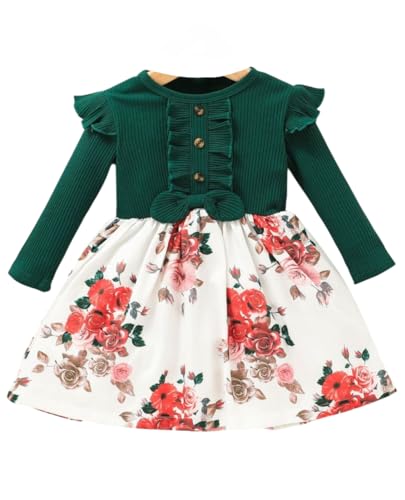 Image of Buy & Try by Dharmikaay Girl's Lycra Floral Printed Frock Dress for Girls Short Frock Baby Princess Western Dresses| Stylish Fancy Kids Clothing for New Year, Fashion.