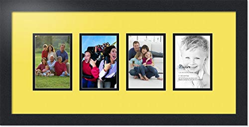 ArtToFrames Collage Photo Frame Double Mat with 4 - 4x6 Openings and Satin Black Frame
