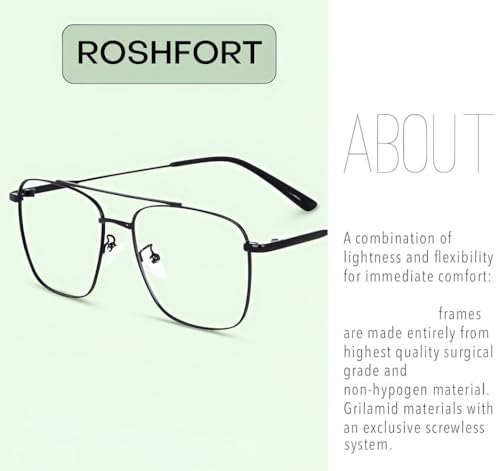 Image of Roshfort Men and Women Wonder Metal Full Rim Square Shape Eyeglasses Anti Reflective Eyewear Spectacles Frame