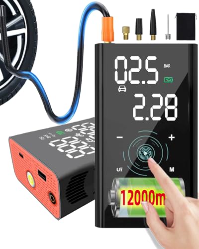 Compresseur à Air Portatif 150PSI, Gonfleur Pneus Voiture sans Fil et Pompe à Vélo Électrique