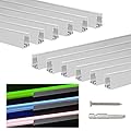 Muzata 12Pack 16.5" Rope Lights Channel U Shape Aluminum Rectangle Rope Lights Track fit 8mm Width U123