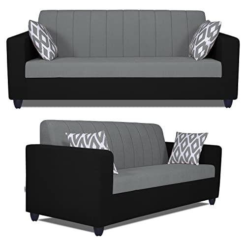 Image of Adorn India Rio HighBack 3+1+1 5 Seater Sofa Set (Black & Grey) (3 Year Warranty)