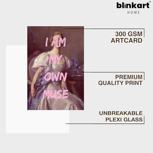 Image of BLINKART Framed Photo - I Am My Own Muse | Altered Art Theme | Motivational & Inspirational Wall Art Poster for Home, Bedroom, Living Room, Office, Hotel & Gifting - 12x8 Inch
