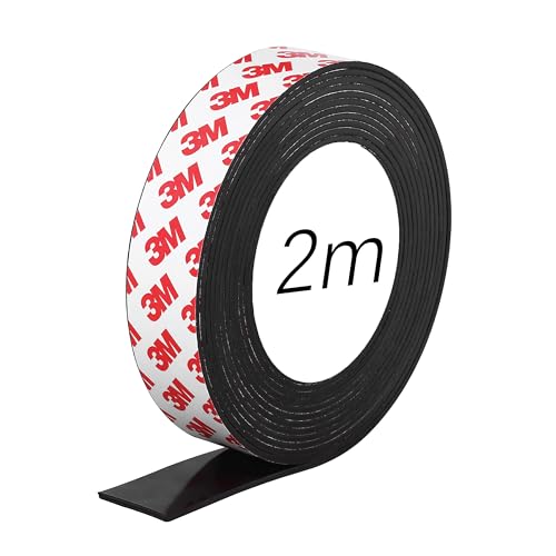 Strehknewen Imanes adhesivos, tira magnética autoadhesiva con fuerte poder adhesivo, extra gruesa y más ancha, fácil de cortar para aplicaciones versátiles (3 cm * 2 mm * 2 m)