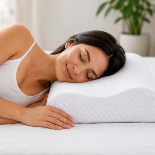 Image of Memory Foam Cervical Neck Pillow | 3 Years Warranty | Pain Relief Sleep, Improves Posture Spinal Alignment, Neck Pain Relief (Queen Size)