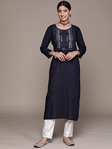 Image of ishin Women's Viscose Straight Embellished Straight Kurta