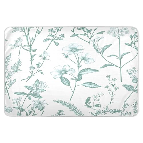Takiito Vintage Herbs Wildflowers Bed Pad Reusable Bed Underpad Washable Waterproof Leak-Proof Quick Dry Incontinence Pee Pad for Toddlers Kids Adults Pets 34x52 in