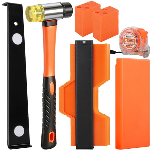 Laminat Verlegeset für Vinyl Holzfußböden 27 5 cm Profilmaßstab 40 Abstandskeile Schlagklotz Zugstange Maßband Doppelseitiger Hammer Universal Bodenmontage Toolkit für einfache Installation
