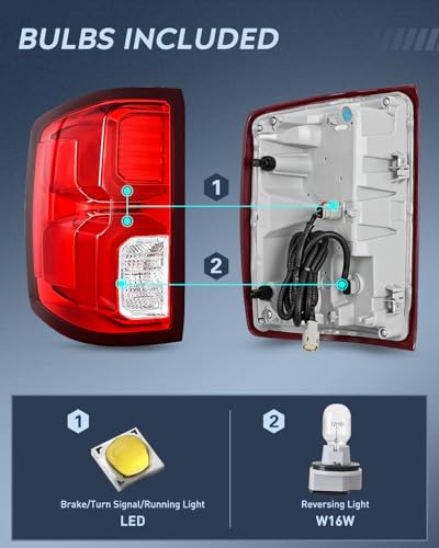 Image of Nilight Taillight Assembly Compatible with 2016 2017 2018 Chevy Silverado 1500 LED Models Tail Light OE Style Rear Lamp Replacement Driver and Passenger Side