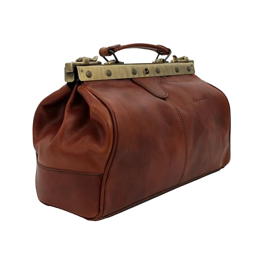 bupell Sac de médecin Davide en cuir tanné végétal - Fabriqué à la main en Italie, Miele...