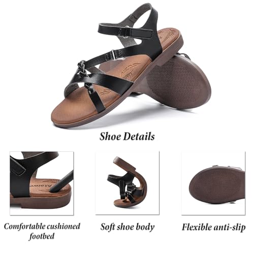 Image of Ataiwee Women's Casual Ankle Strap Comfortable Slide Flat Sandals